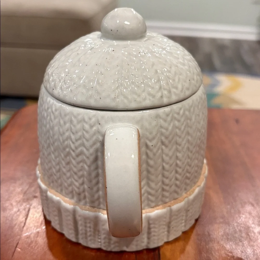 West Elm Cable Knit Sweater Mug With Lid